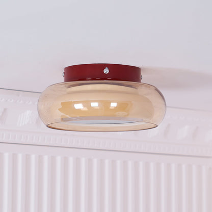 Retro Flush Mount Ceiling Light with Round Glass Shade