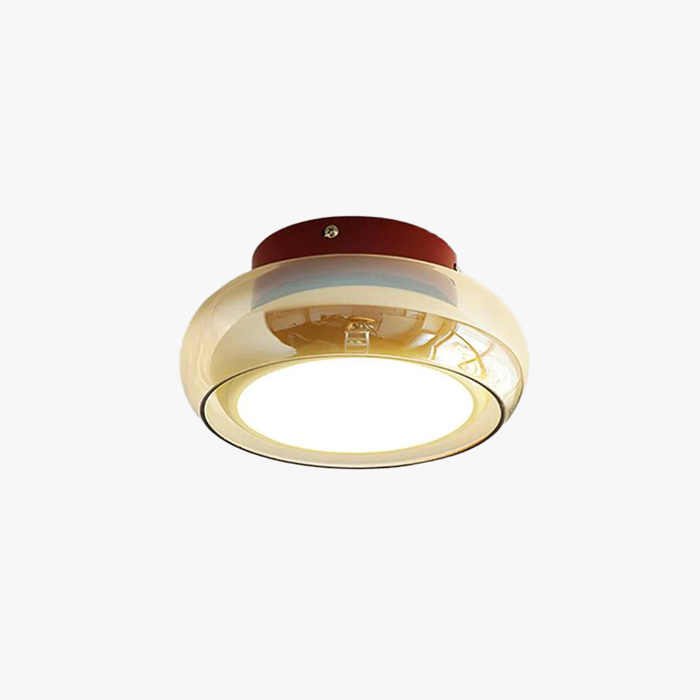 Retro Flush Mount Ceiling Light with Round Glass Shade