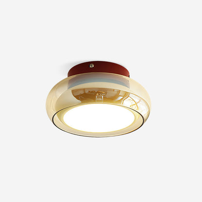 Retro Flush Mount Ceiling Light with Round Glass Shade