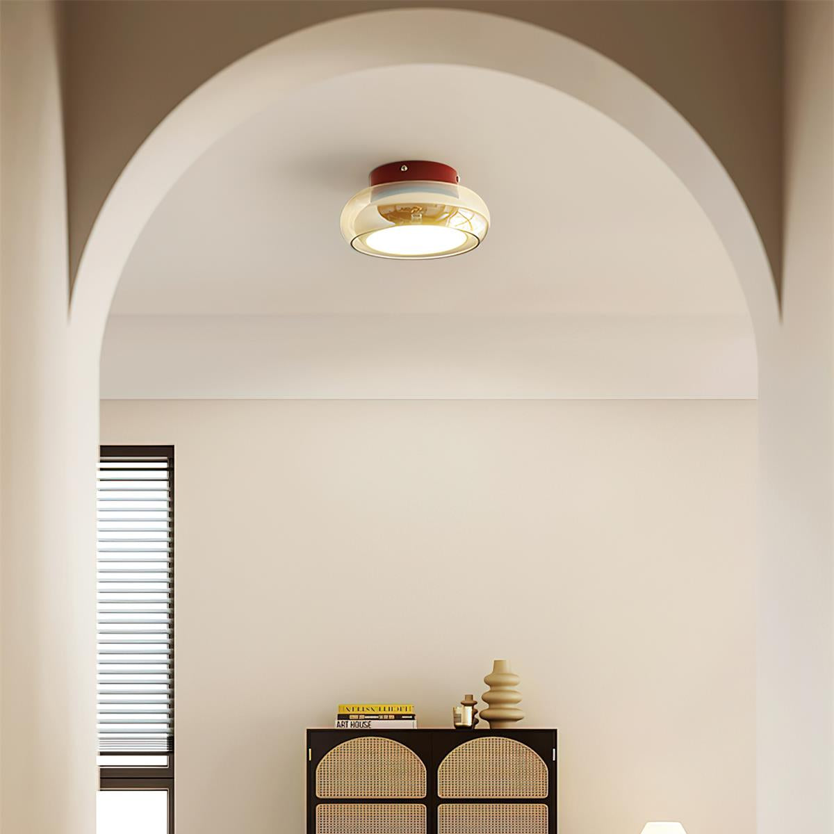 Retro Flush Mount Ceiling Light with Round Glass Shade