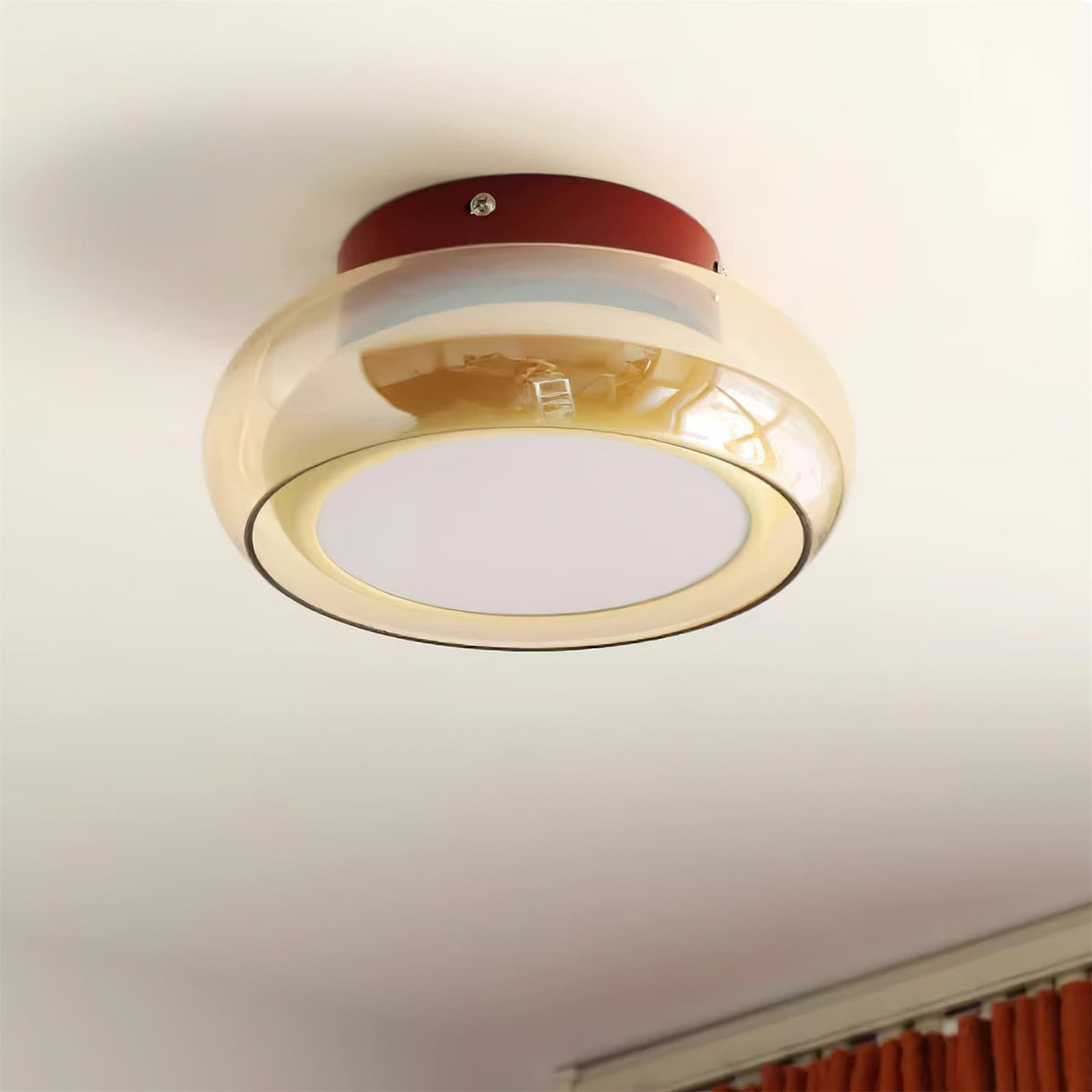 Retro Flush Mount Ceiling Light with Round Glass Shade