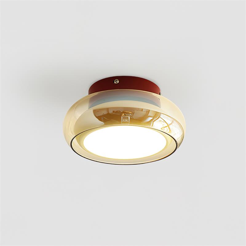Retro Flush Mount Ceiling Light with Round Glass Shade