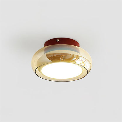 Retro Flush Mount Ceiling Light with Round Glass Shade