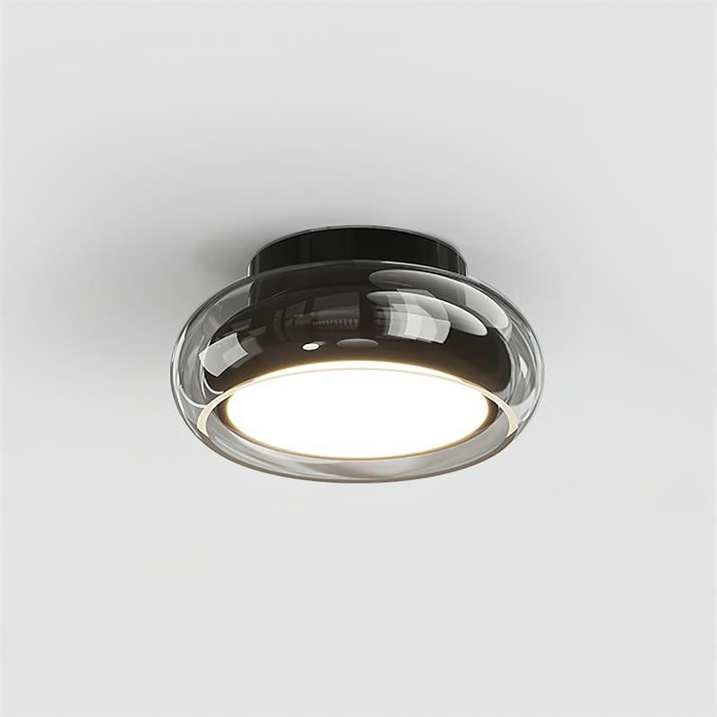 Retro Flush Mount Ceiling Light with Round Glass Shade