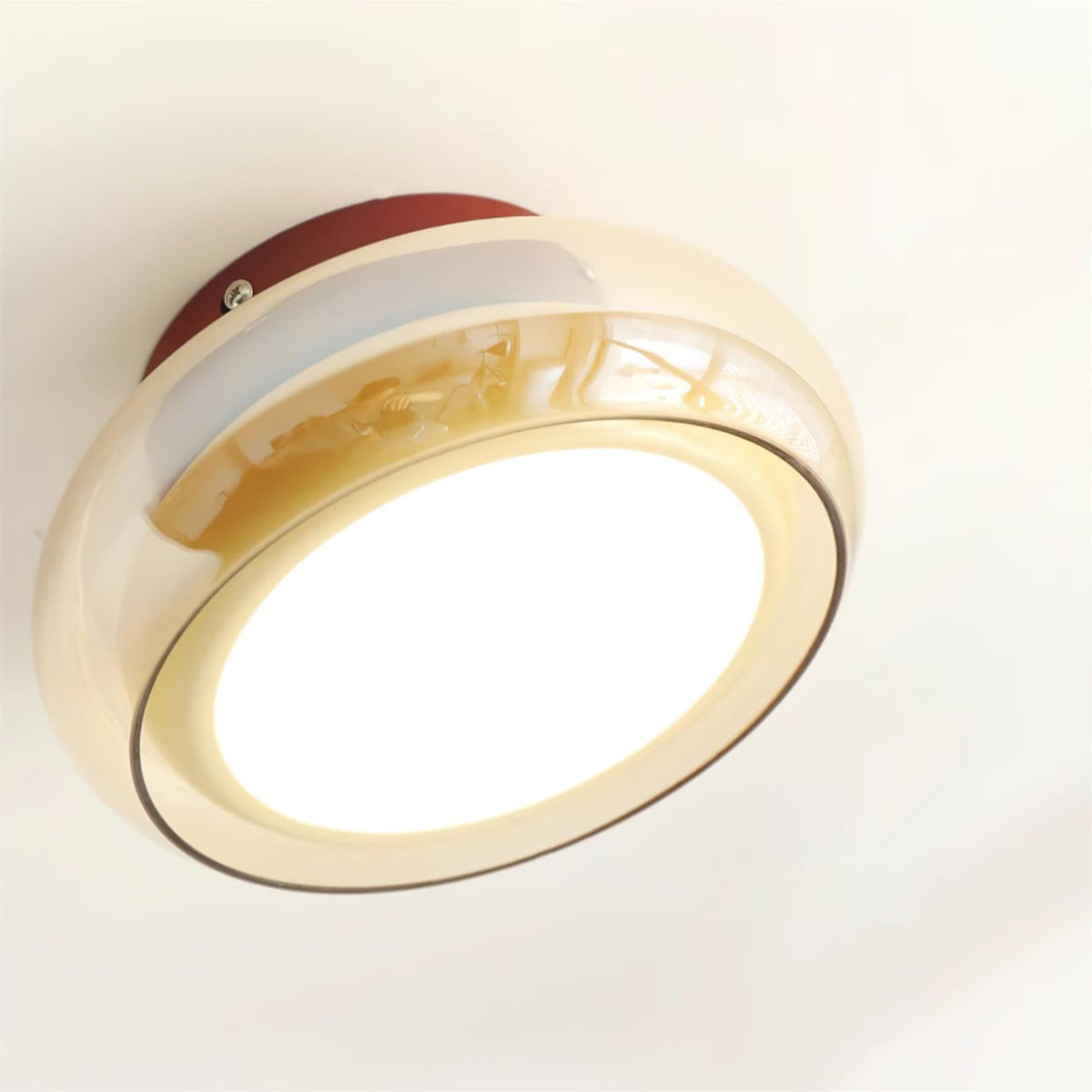 Retro Flush Mount Ceiling Light with Round Glass Shade