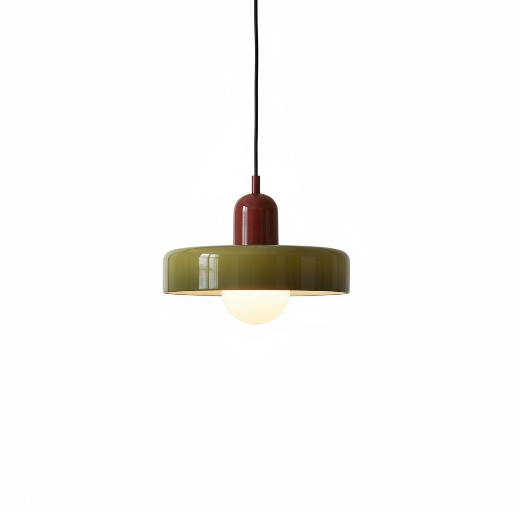 Retro Pendant Lamp with Wide Glass Shade and Globe Bulb