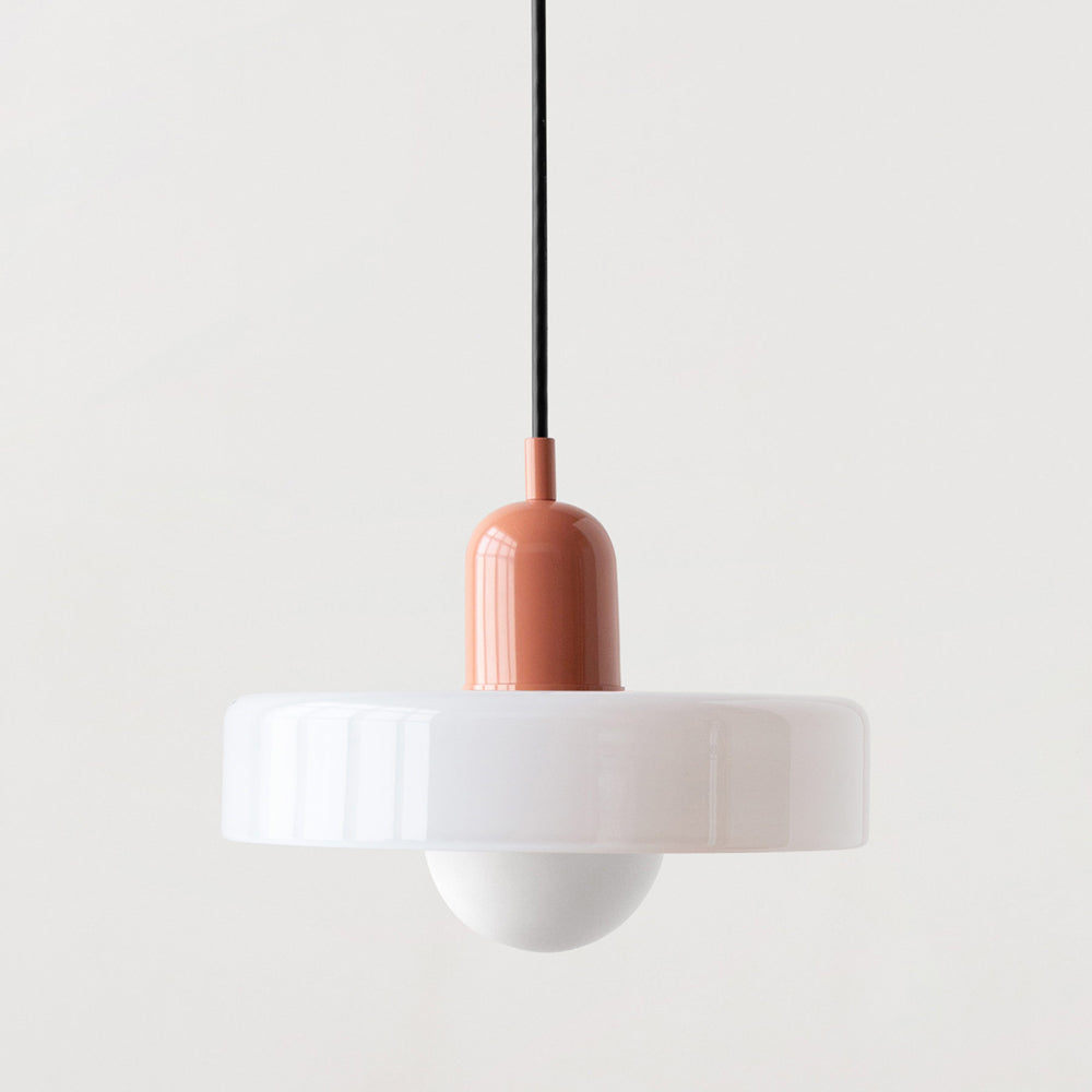 Retro Pendant Lamp with Wide Glass Shade and Globe Bulb