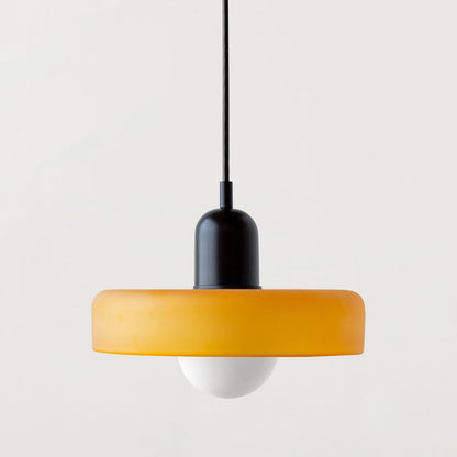 Retro Pendant Lamp with Wide Glass Shade and Globe Bulb