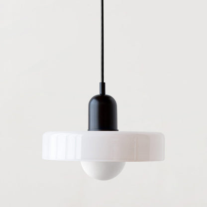 Retro Pendant Lamp with Wide Glass Shade and Globe Bulb