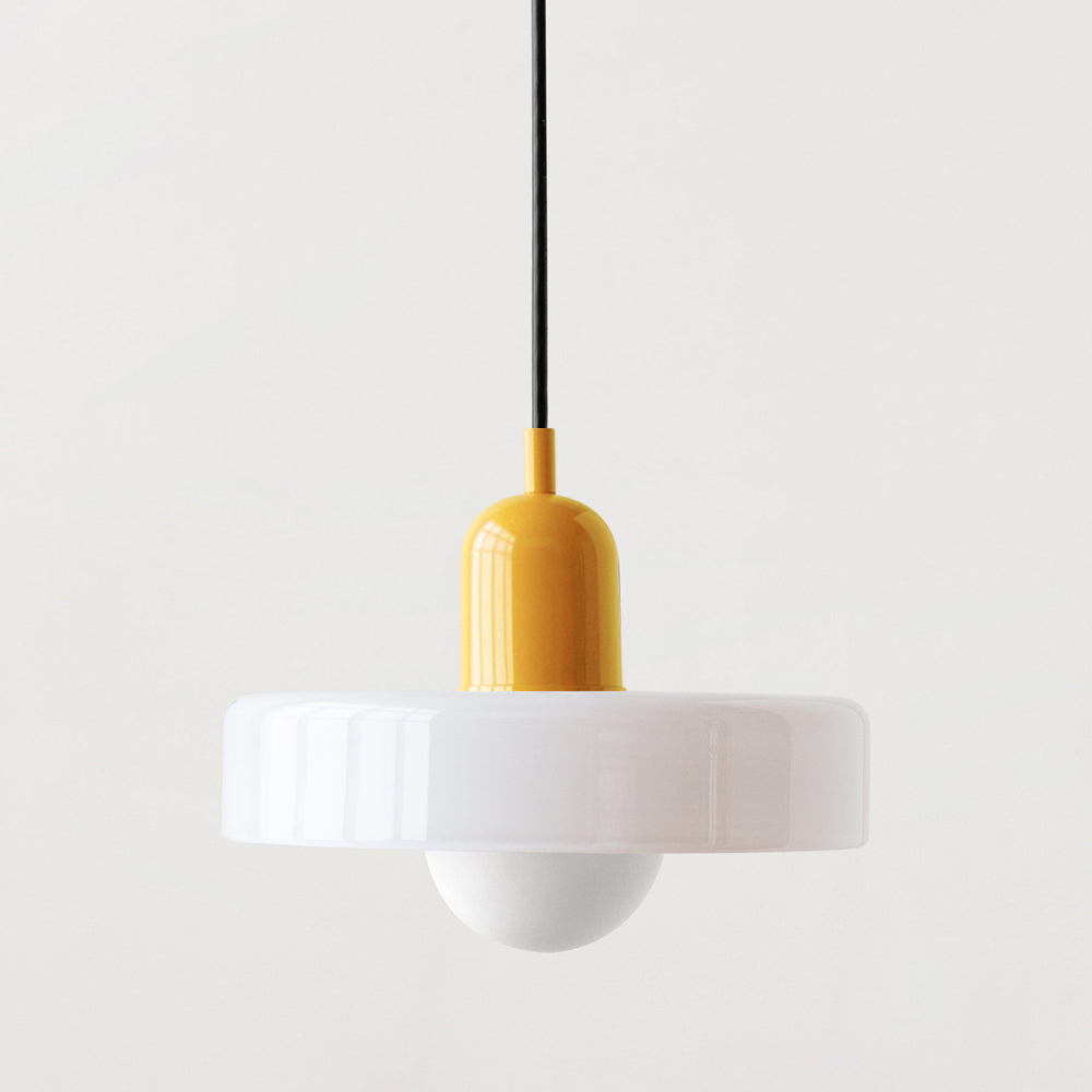 Retro Pendant Lamp with Wide Glass Shade and Globe Bulb