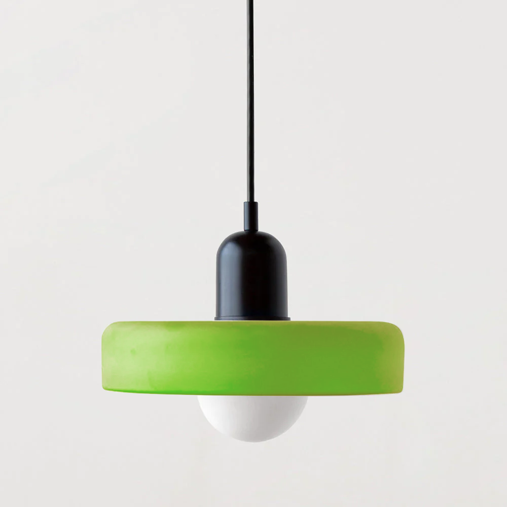 Retro Pendant Lamp with Wide Glass Shade and Globe Bulb