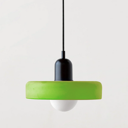 Retro Pendant Lamp with Wide Glass Shade and Globe Bulb