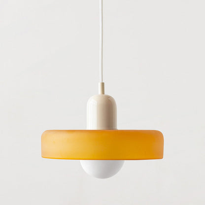 Retro Pendant Lamp with Wide Glass Shade and Globe Bulb