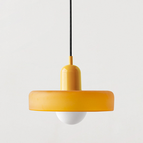 Retro Pendant Lamp with Wide Glass Shade and Globe Bulb