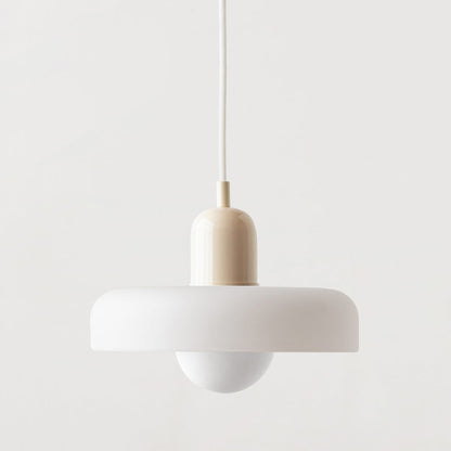 Retro Pendant Lamp with Wide Glass Shade and Globe Bulb