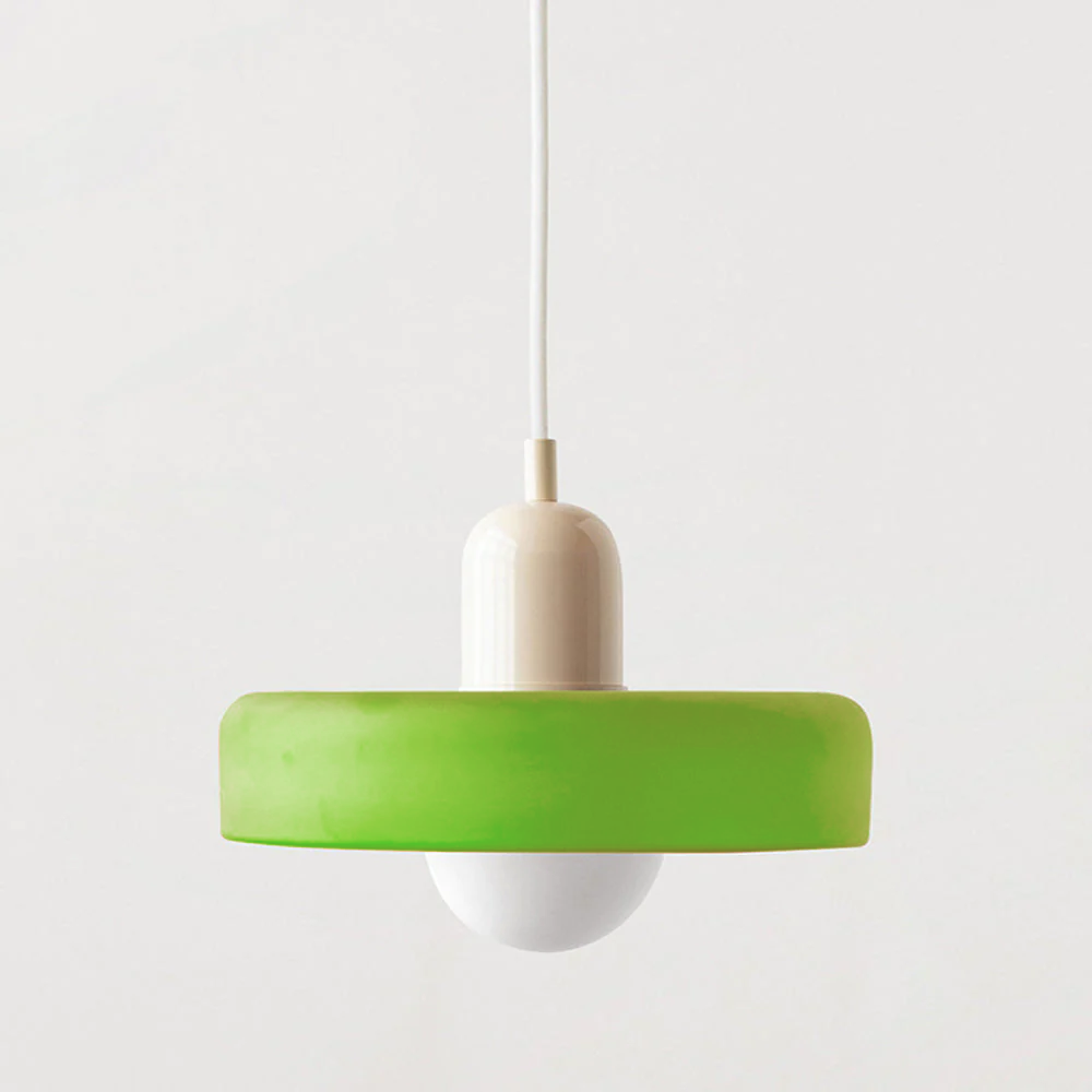 Retro Pendant Lamp with Wide Glass Shade and Globe Bulb
