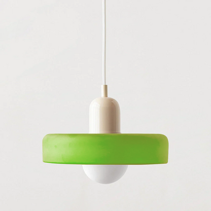 Retro Pendant Lamp with Wide Glass Shade and Globe Bulb