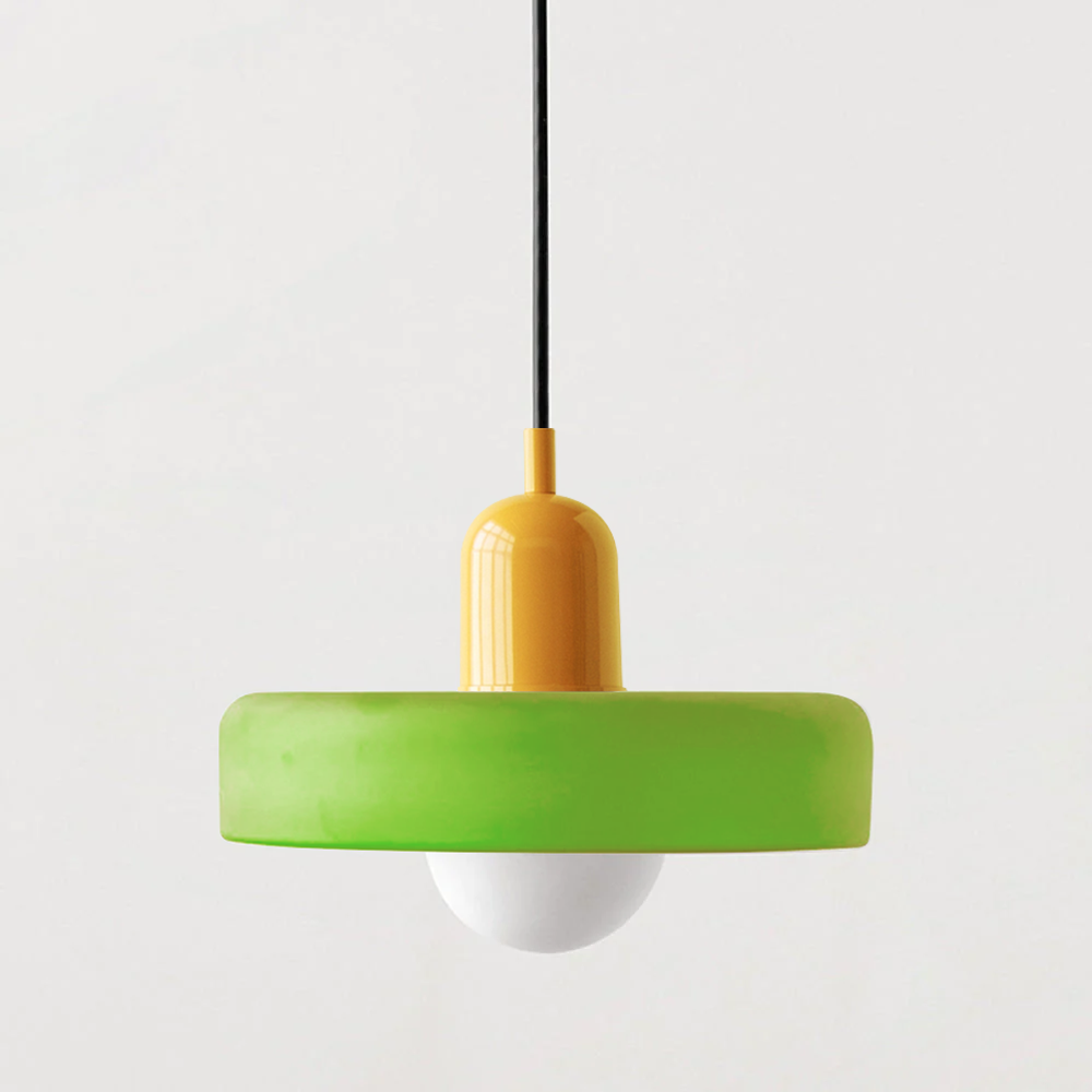 Retro Pendant Lamp with Wide Glass Shade and Globe Bulb