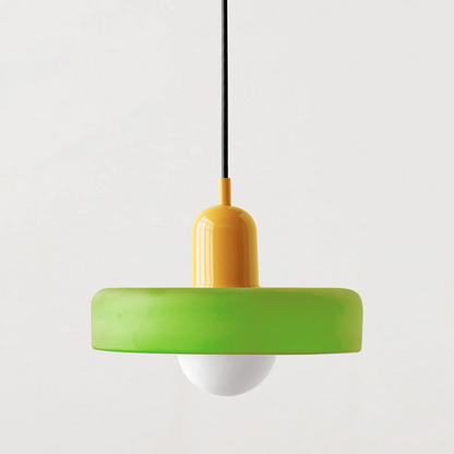 Retro Pendant Lamp with Wide Glass Shade and Globe Bulb