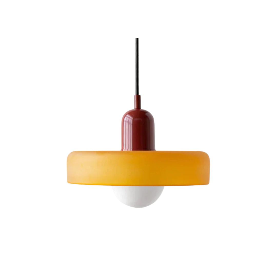 Retro Pendant Lamp with Wide Glass Shade and Globe Bulb