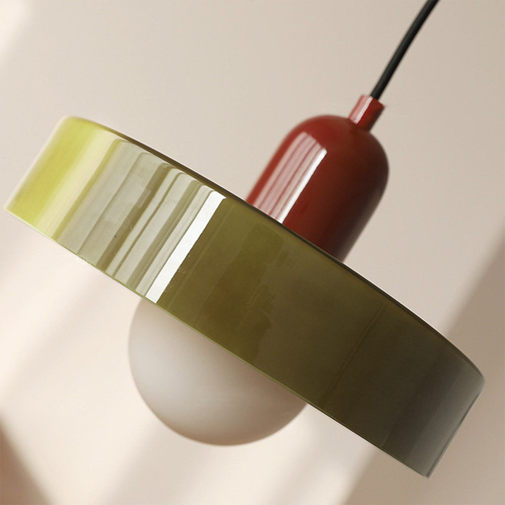 Retro Pendant Lamp with Wide Glass Shade and Globe Bulb