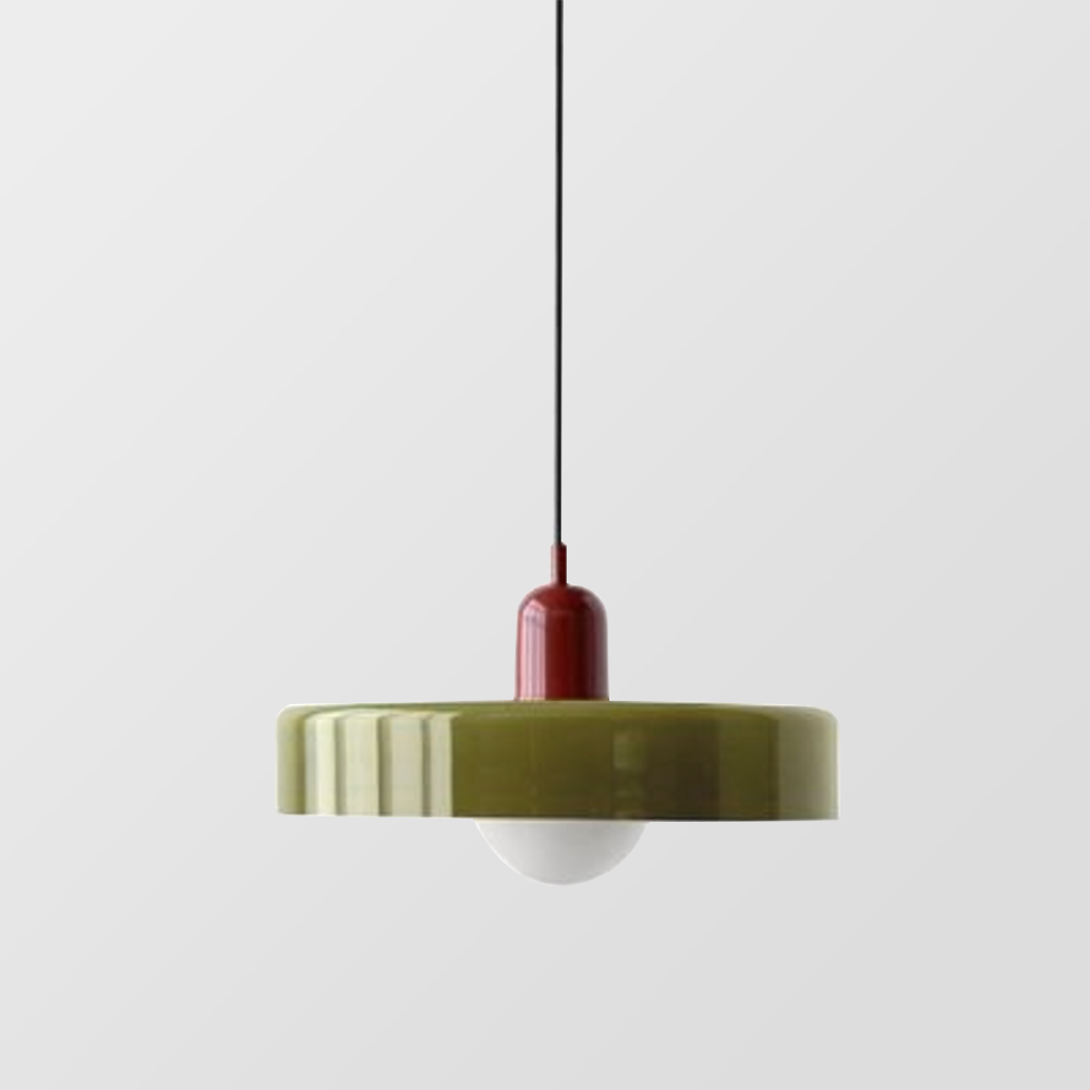 Retro Pendant Lamp with Wide Glass Shade and Globe Bulb