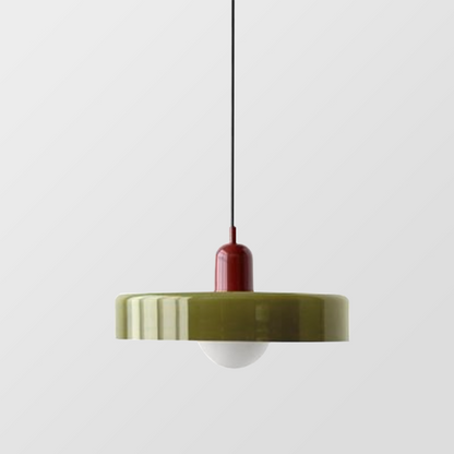 Retro Pendant Lamp with Wide Glass Shade and Globe Bulb