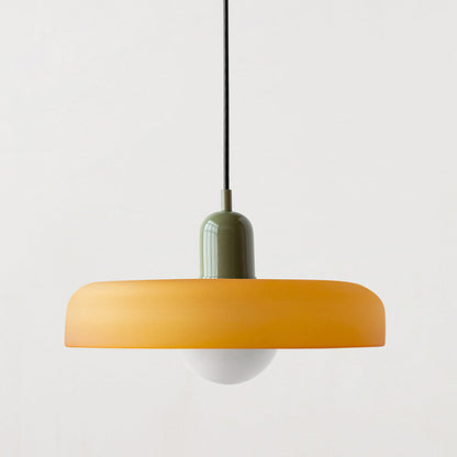 Retro Pendant Lamp with Wide Glass Shade and Globe Bulb