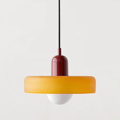 Retro Pendant Lamp with Wide Glass Shade and Globe Bulb
