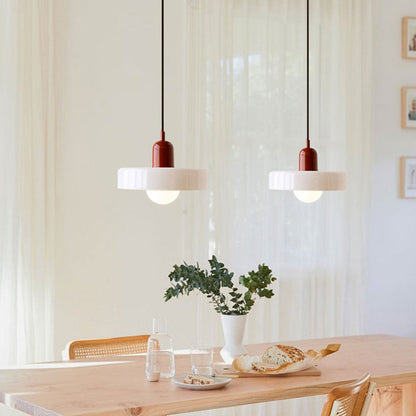 Retro Pendant Lamp with Wide Glass Shade and Globe Bulb