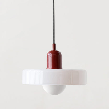 Retro Pendant Lamp with Wide Glass Shade and Globe Bulb