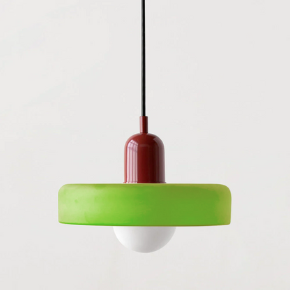 Retro Pendant Lamp with Wide Glass Shade and Globe Bulb