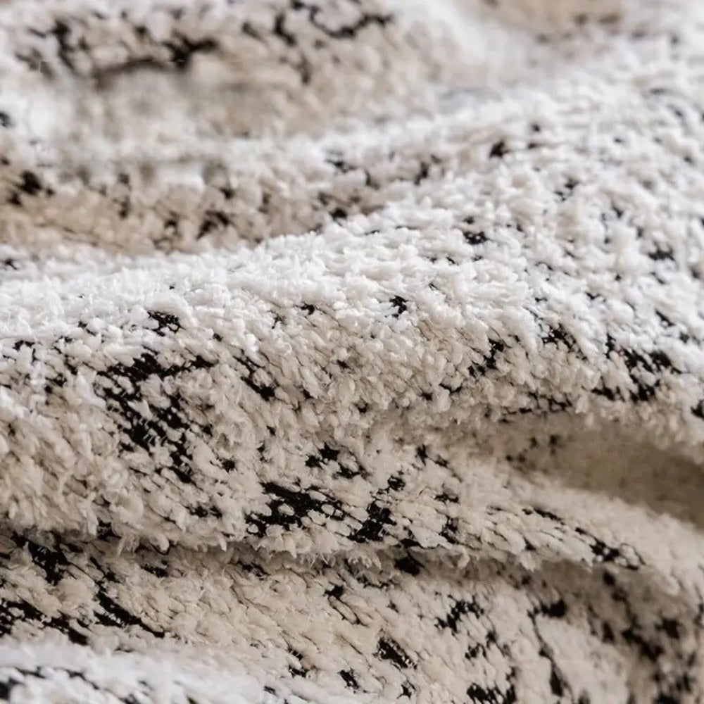 Reversible Sofa Cover Throw with Tassel Fringe and Boho Speckle Pattern
