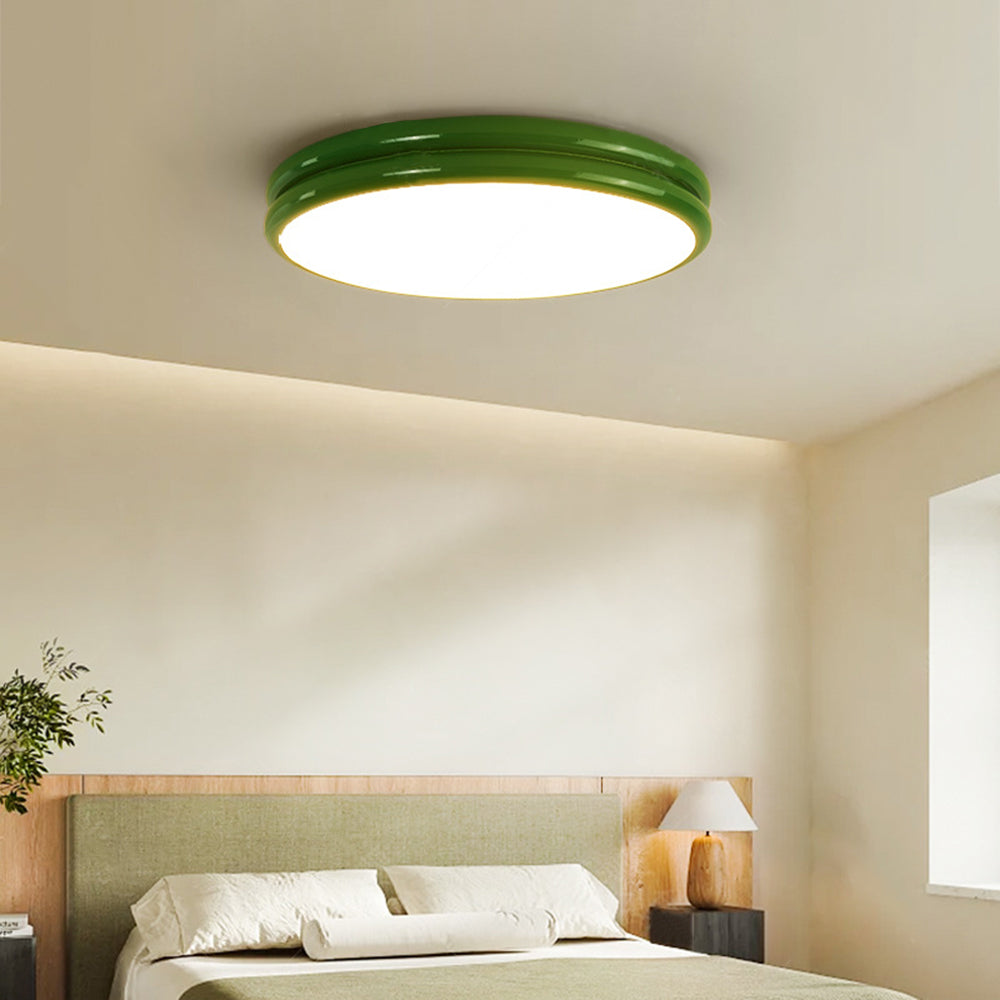 Round Flush Mount Ceiling Light Minimalist with Double-Layered Ring Design