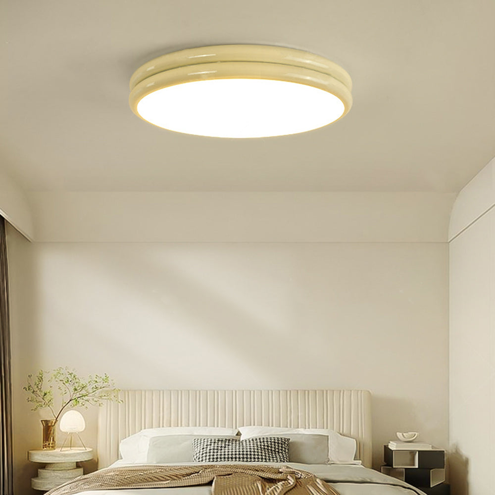 Round Flush Mount Ceiling Light Minimalist with Double-Layered Ring Design