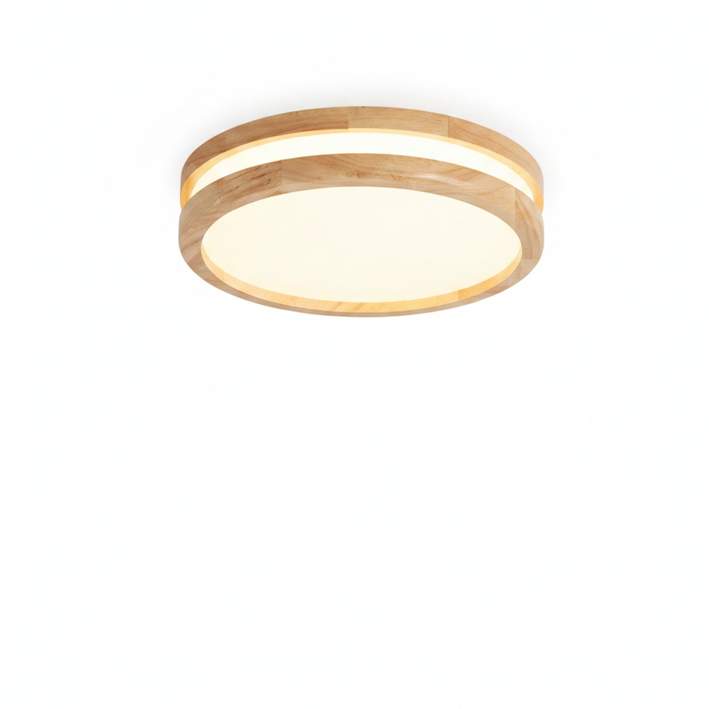 Round LED Ceiling Light Scandinavian Style with Wood Ring Frame