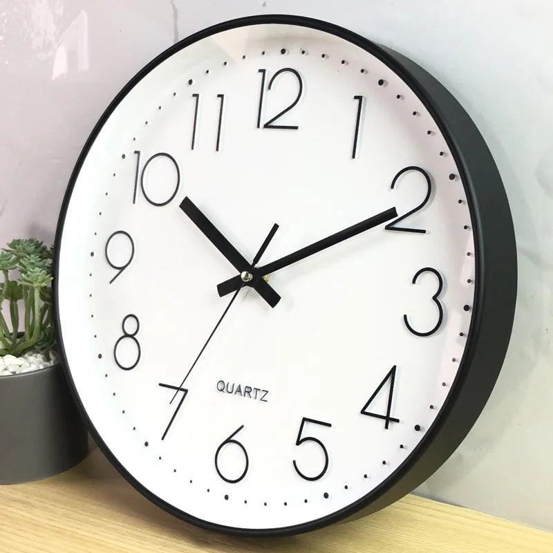 Round Wall Clock Minimalist Quartz Silent Non-Ticking Movement