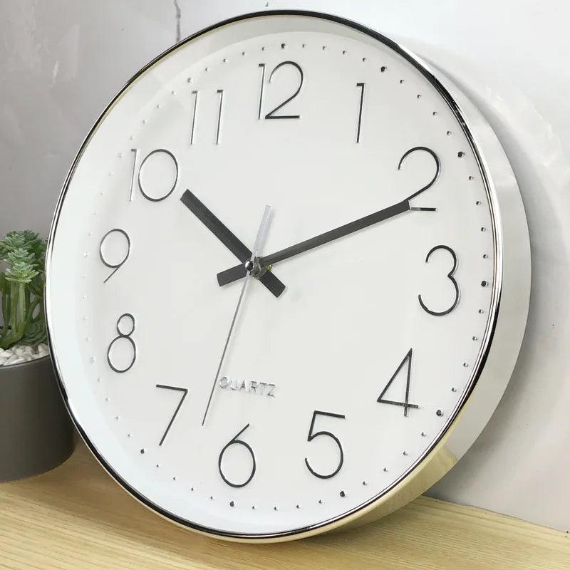 Round Wall Clock Minimalist Quartz Silent Non-Ticking Movement