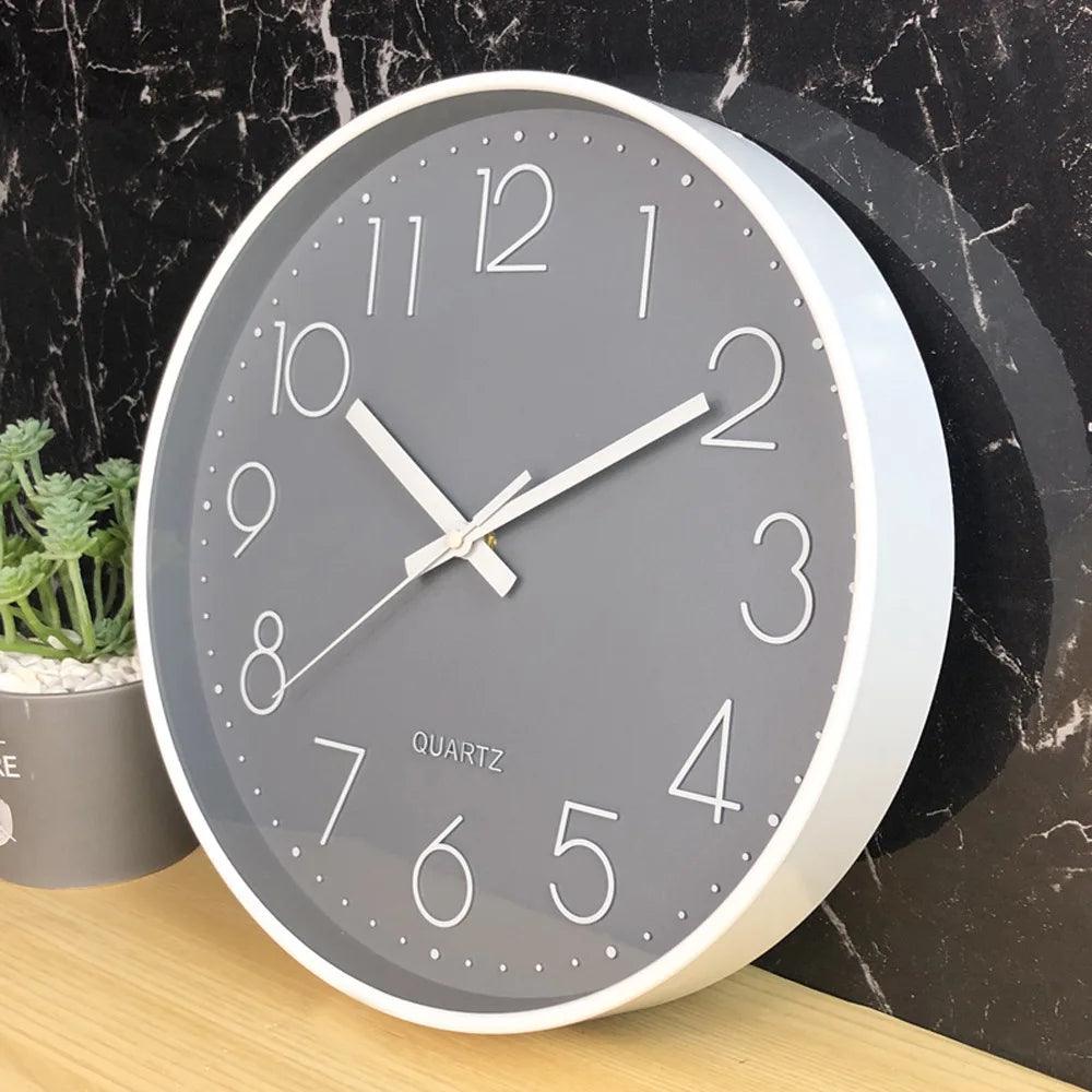 Round Wall Clock Minimalist Quartz Silent Non-Ticking Movement