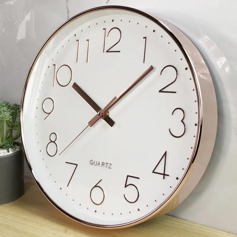 Round Wall Clock Minimalist Quartz Silent Non-Ticking Movement