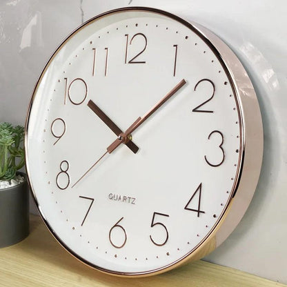 Round Wall Clock Minimalist Quartz Silent Non-Ticking Movement