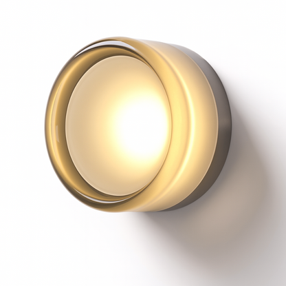 Round Wall Lamp Minimalist with Recessed Glass Diffuser
