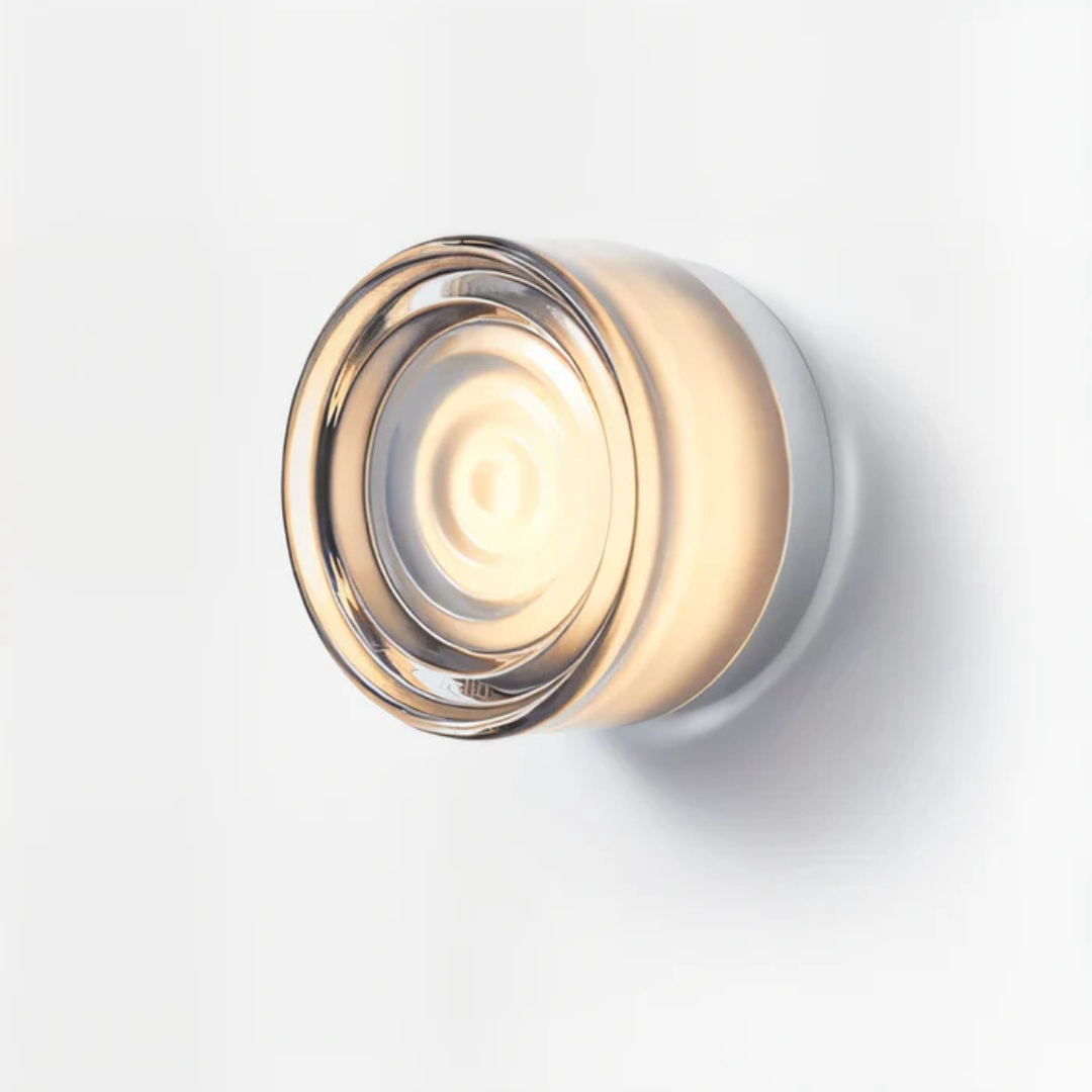 Round Wall Lamp Minimalist with Recessed Glass Diffuser