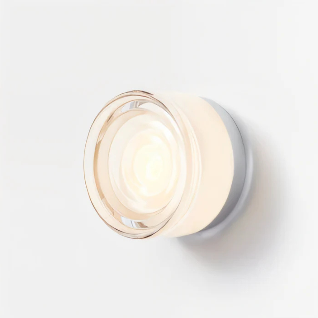 Round Wall Lamp Minimalist with Recessed Glass Diffuser