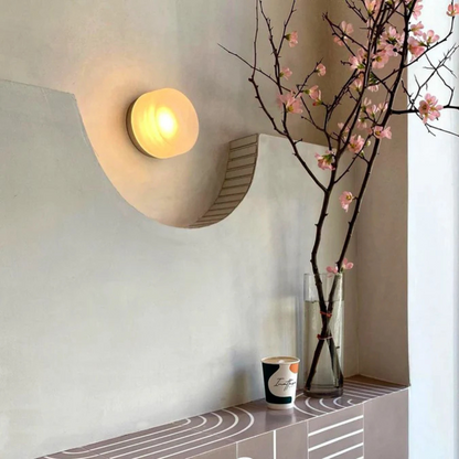 Round Wall Lamp Minimalist with Recessed Glass Diffuser