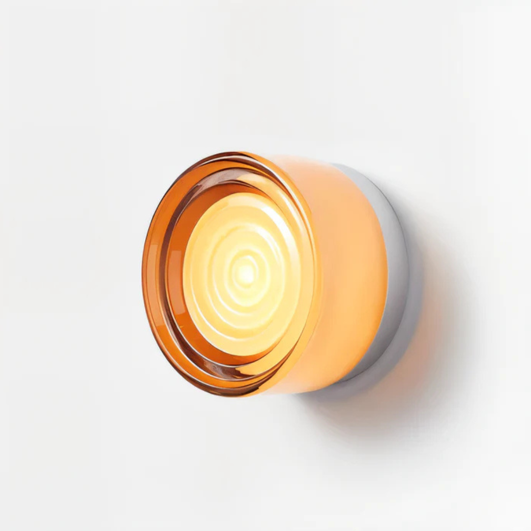 Round Wall Lamp Minimalist with Recessed Glass Diffuser