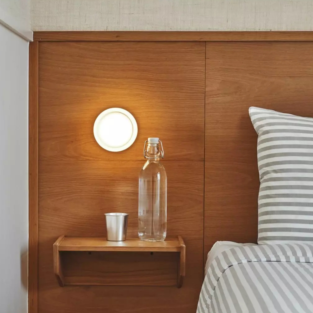 Round Wall Lamp Minimalist with Recessed Glass Diffuser