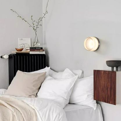 Round Wall Lamp Minimalist with Recessed Glass Diffuser
