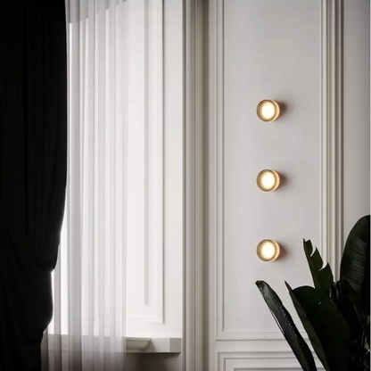 Round Wall Lamp Minimalist with Recessed Glass Diffuser
