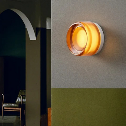 Round Wall Lamp Minimalist with Recessed Glass Diffuser